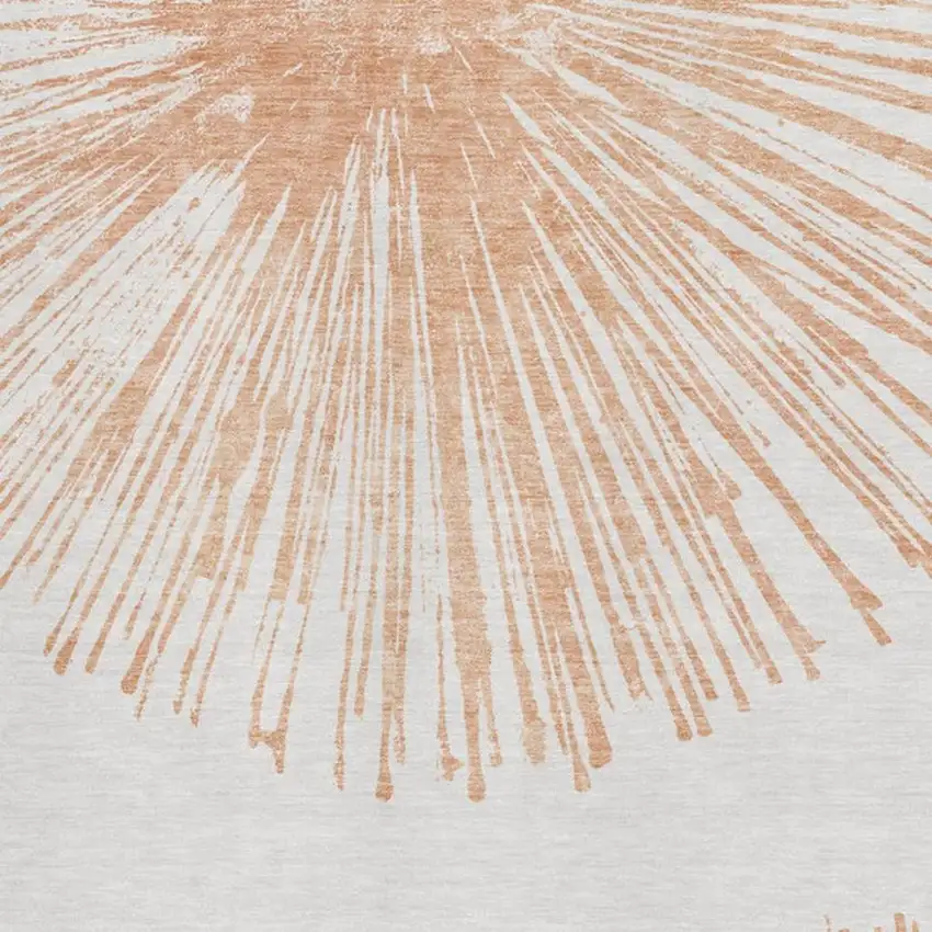 Salmon And Ivory Abstract Washable Area Rug With UV Protection Photo 3