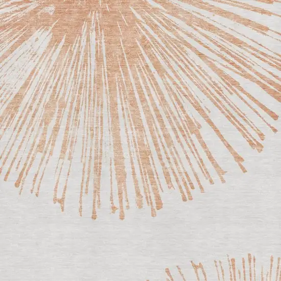 Salmon And Ivory Abstract Washable Area Rug With UV Protection Photo 9