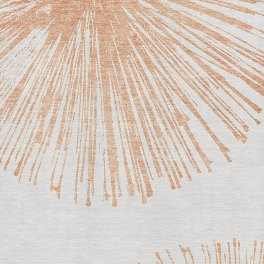 Salmon And Ivory Abstract Washable Area Rug With UV Protection Photo 9