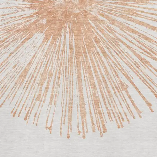 Salmon And Ivory Abstract Washable Area Rug With UV Protection Photo 3