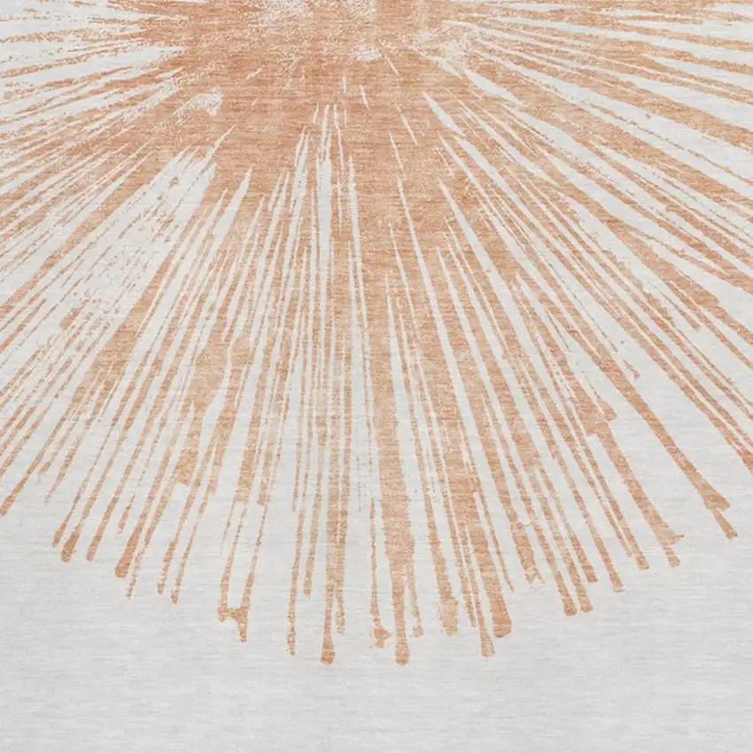 Salmon And Ivory Abstract Washable Area Rug With UV Protection Photo 3