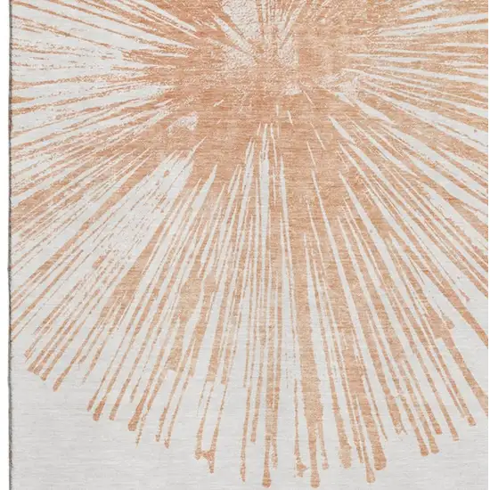 Salmon And Ivory Abstract Washable Area Rug With UV Protection Photo 3