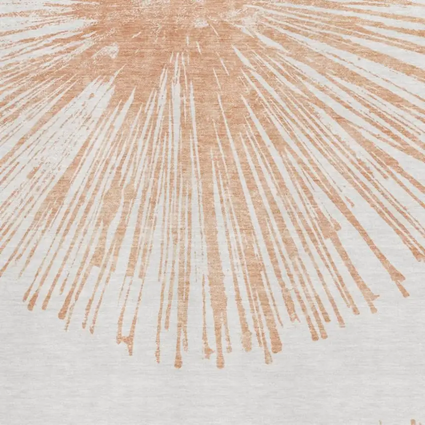 Salmon And Ivory Abstract Washable Area Rug With UV Protection Photo 8