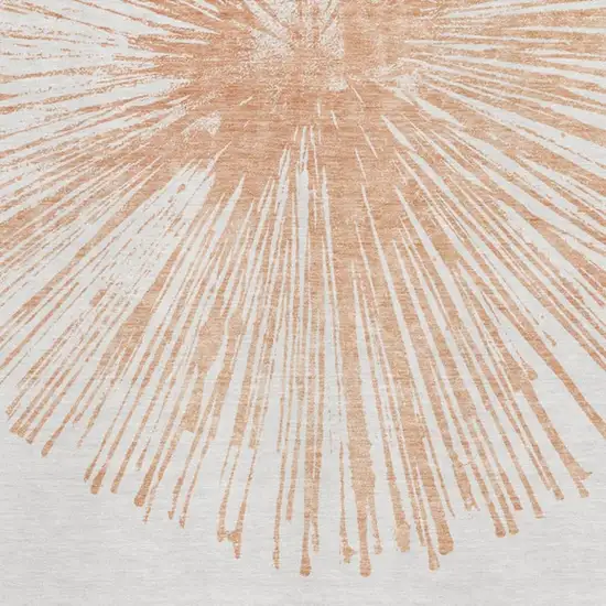 Salmon And Ivory Abstract Washable Area Rug With UV Protection Photo 8