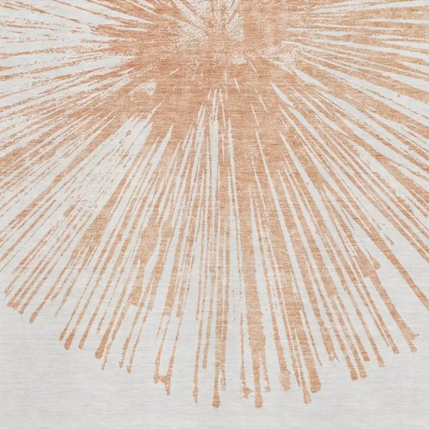 Salmon And Ivory Abstract Washable Area Rug With UV Protection Photo 8