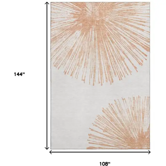 Salmon And Ivory Abstract Washable Area Rug With UV Protection Photo 7