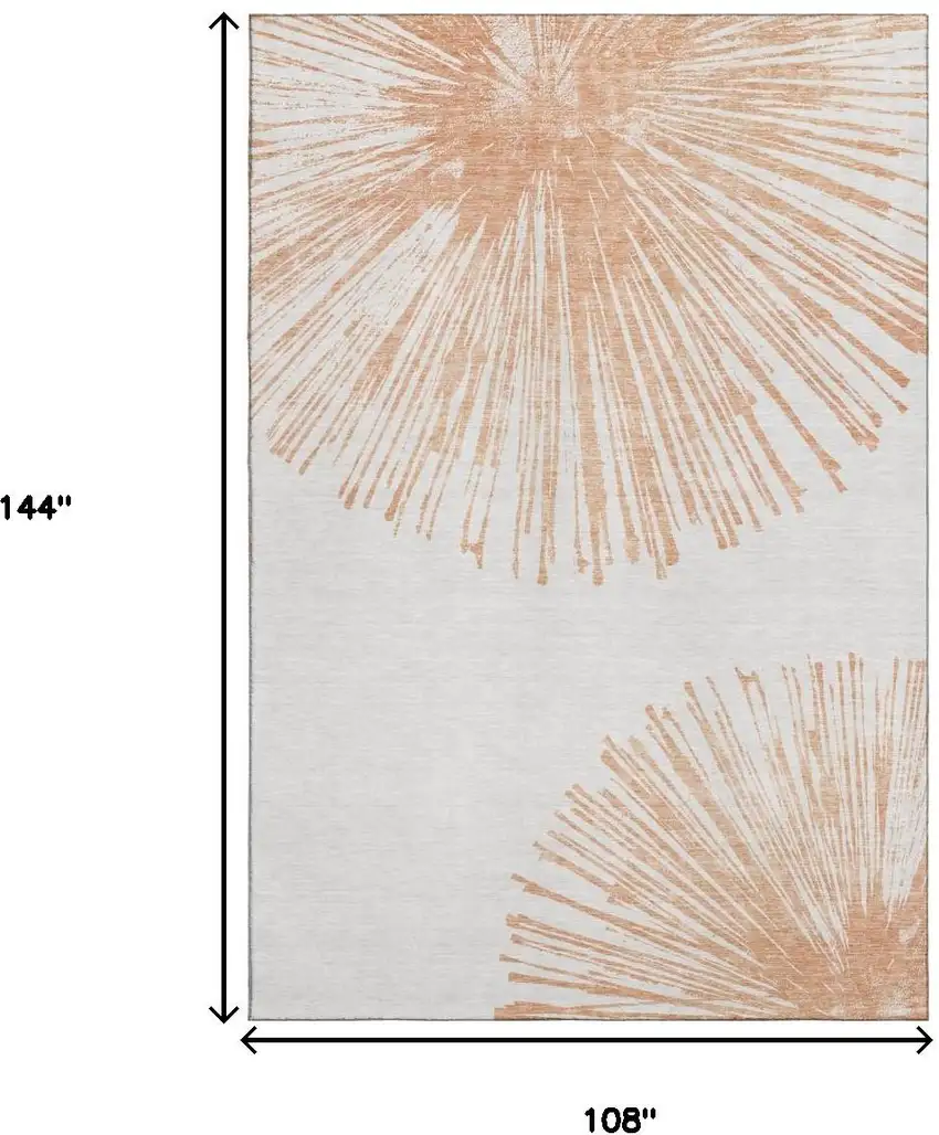 Salmon And Ivory Abstract Washable Area Rug With UV Protection Photo 7
