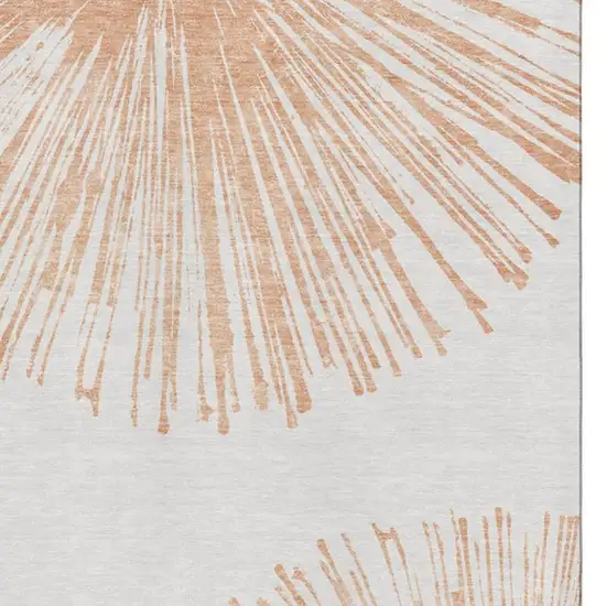 Salmon And Ivory Abstract Washable Area Rug With UV Protection Photo 3