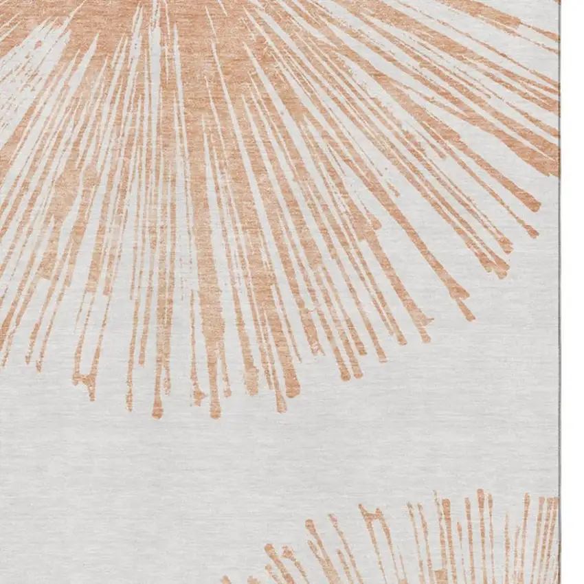 Salmon And Ivory Abstract Washable Area Rug With UV Protection Photo 3
