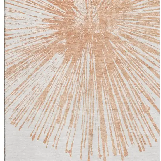 Salmon And Ivory Abstract Washable Area Rug With UV Protection Photo 5