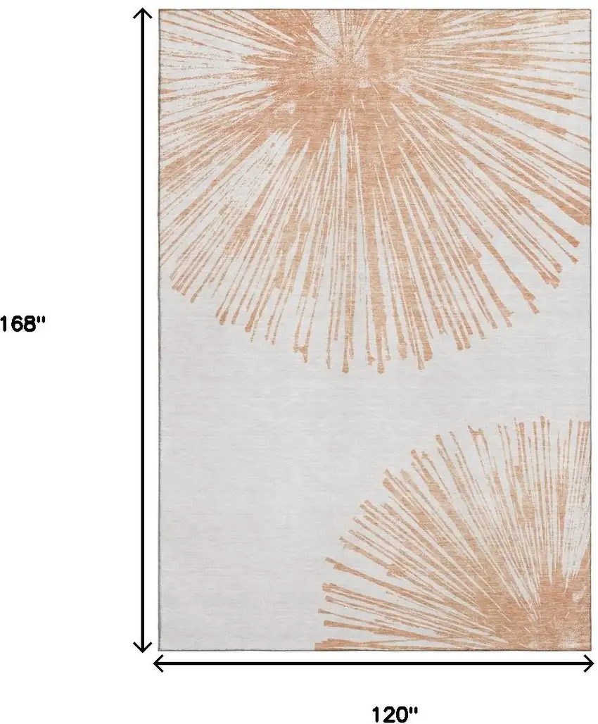 Salmon And Ivory Abstract Washable Area Rug With UV Protection Photo 9