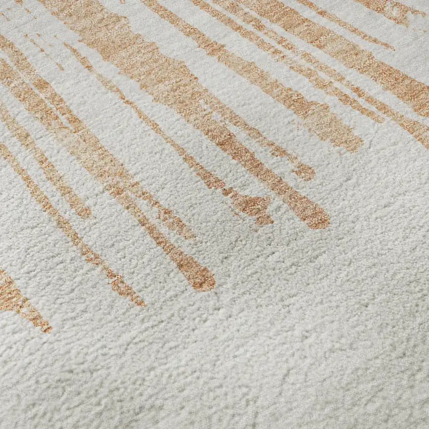 Salmon And Ivory Abstract Washable Area Rug With UV Protection Photo 3