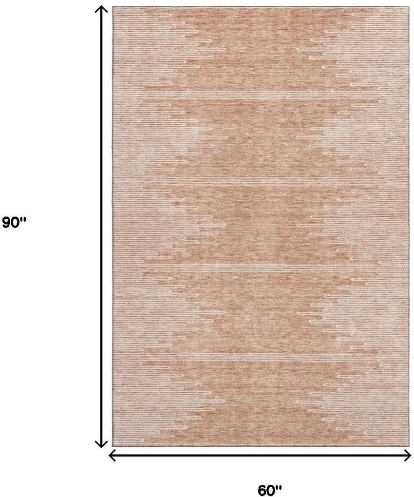 Salmon And Ivory Abstract Washable Area Rug With UV Protection Photo 9