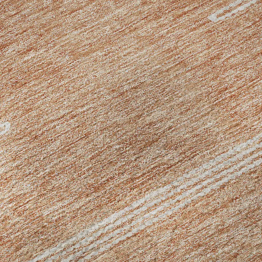 Salmon And Ivory Abstract Washable Area Rug With UV Protection Photo 8