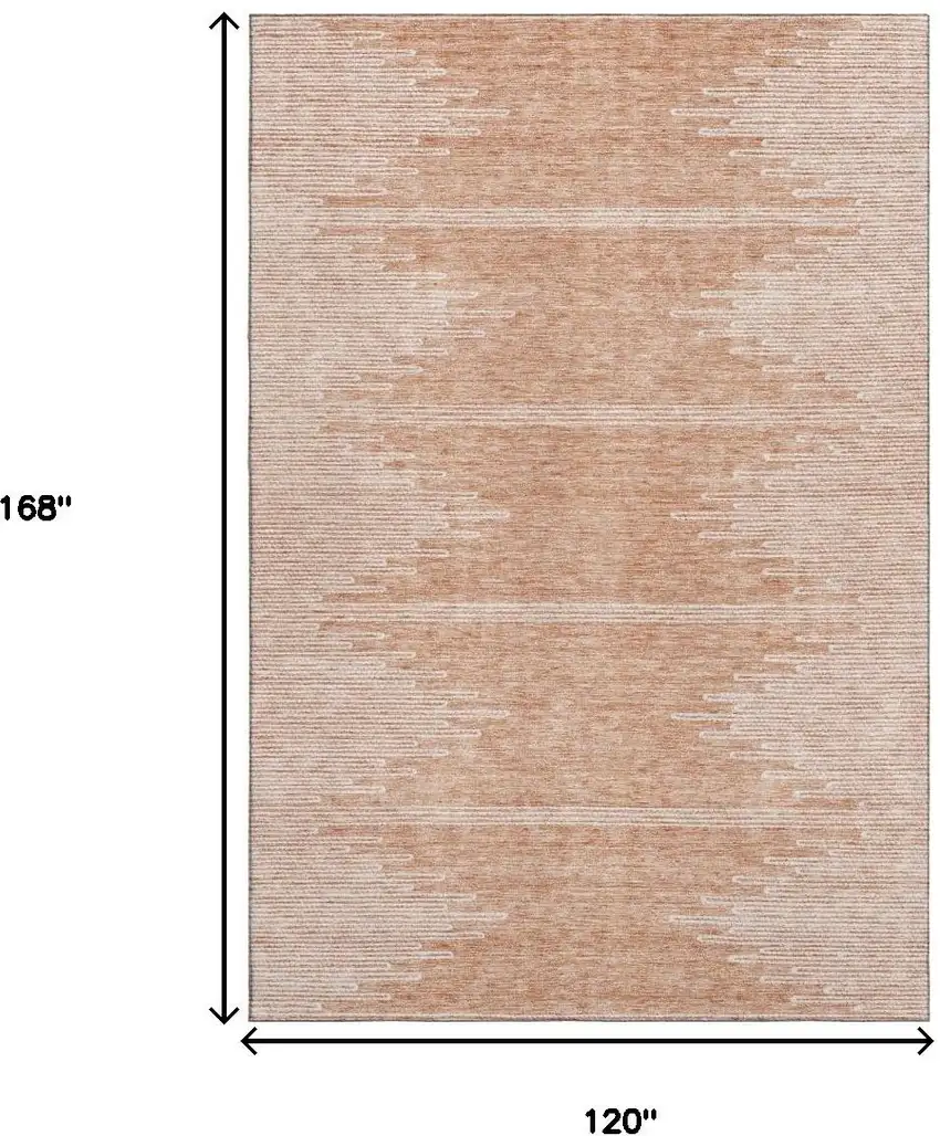Salmon And Ivory Abstract Washable Area Rug With UV Protection Photo 5
