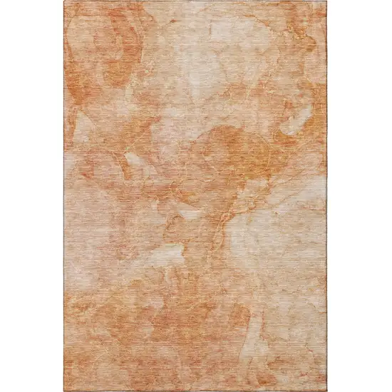 Salmon And Ivory Abstract Washable Area Rug With UV Protection Photo 3