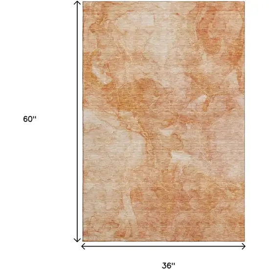 Salmon And Ivory Abstract Washable Area Rug With UV Protection Photo 7