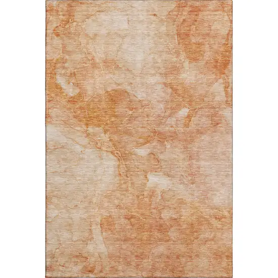 Salmon And Ivory Abstract Washable Area Rug With UV Protection Photo 2