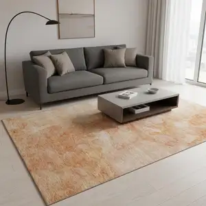 Photo of Salmon And Ivory Abstract Washable Area Rug With UV Protection