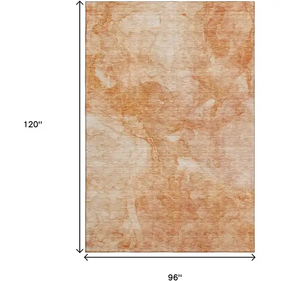 Salmon And Ivory Abstract Washable Area Rug With UV Protection Photo 3