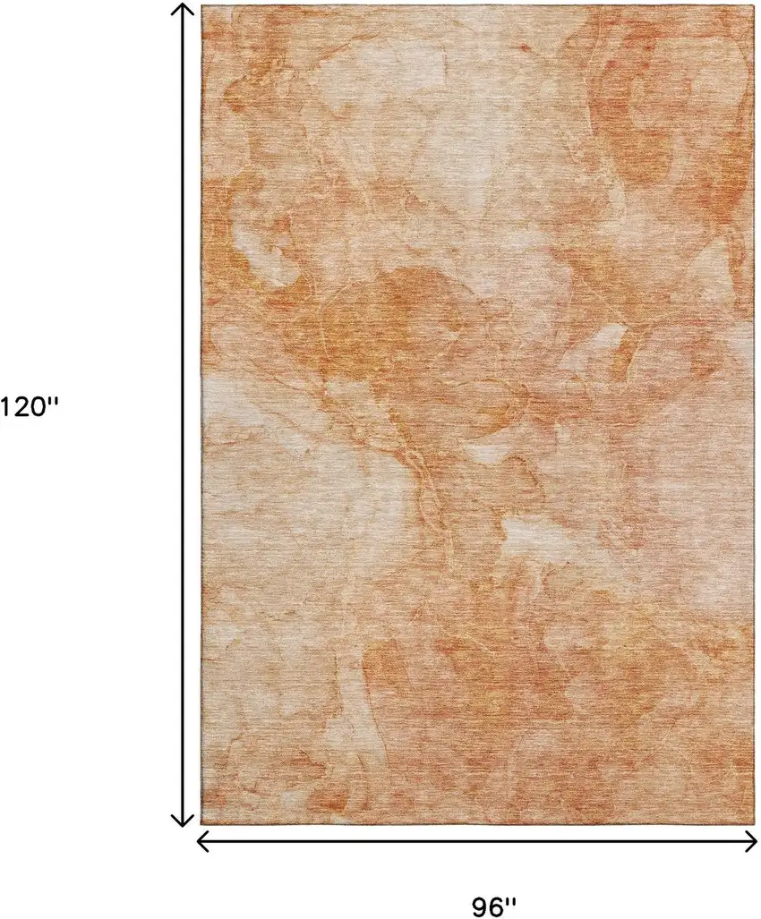 Salmon And Ivory Abstract Washable Area Rug With UV Protection Photo 3