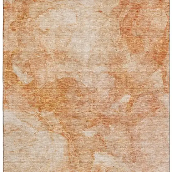 Salmon And Ivory Abstract Washable Area Rug With UV Protection Photo 4