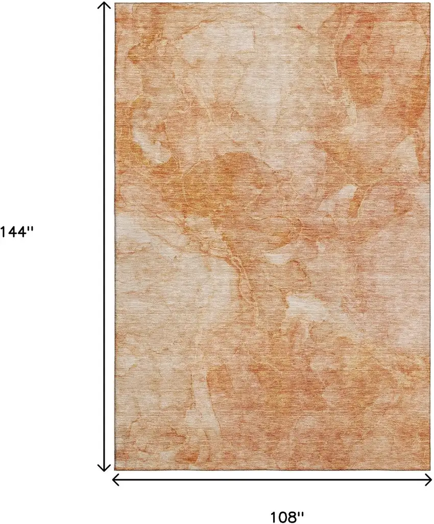 Salmon And Ivory Abstract Washable Area Rug With UV Protection Photo 3