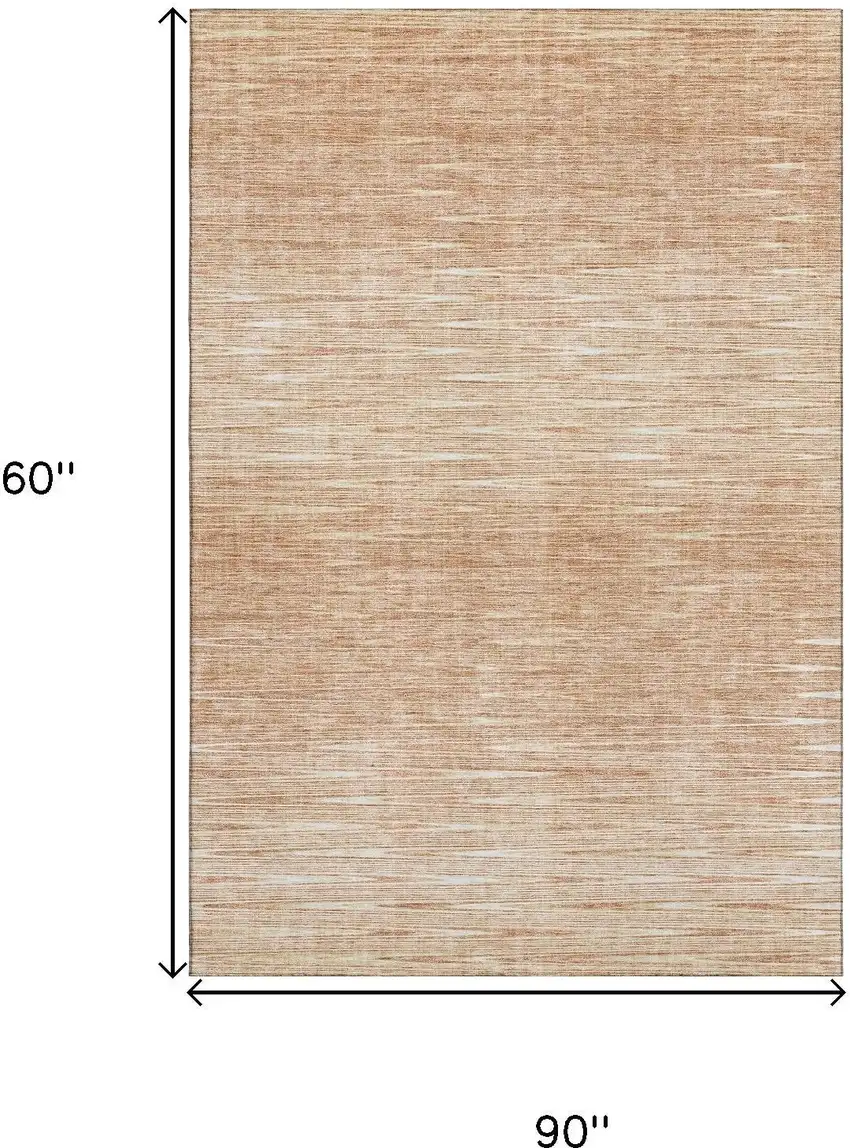 Salmon And Ivory Abstract Washable Area Rug With UV Protection Photo 3