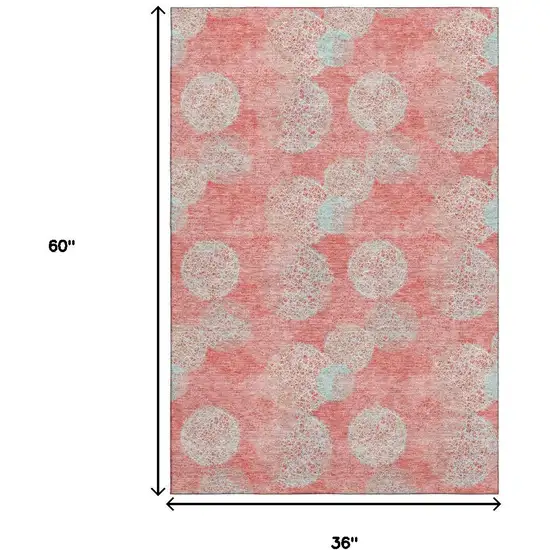 Salmon And Ivory Abstract Washable Area Rug With UV Protection Photo 8