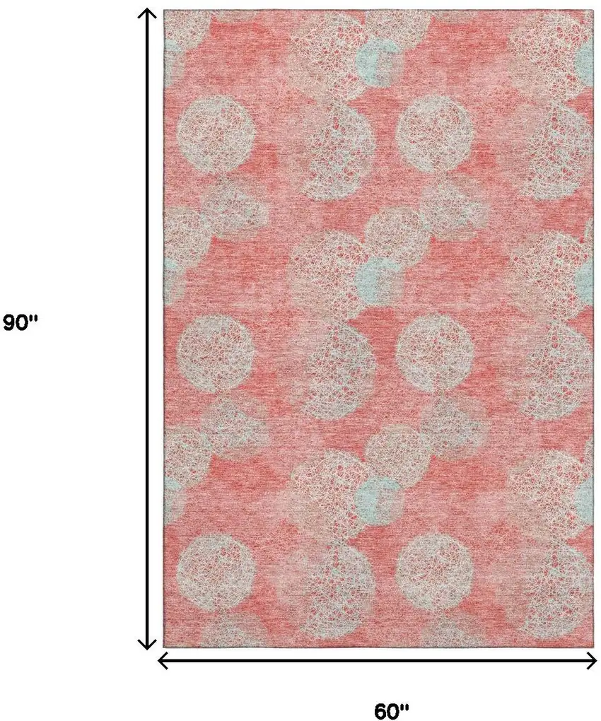 Salmon And Ivory Abstract Washable Area Rug With UV Protection Photo 9