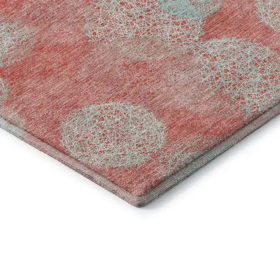 Salmon And Ivory Abstract Washable Area Rug With UV Protection Photo 5