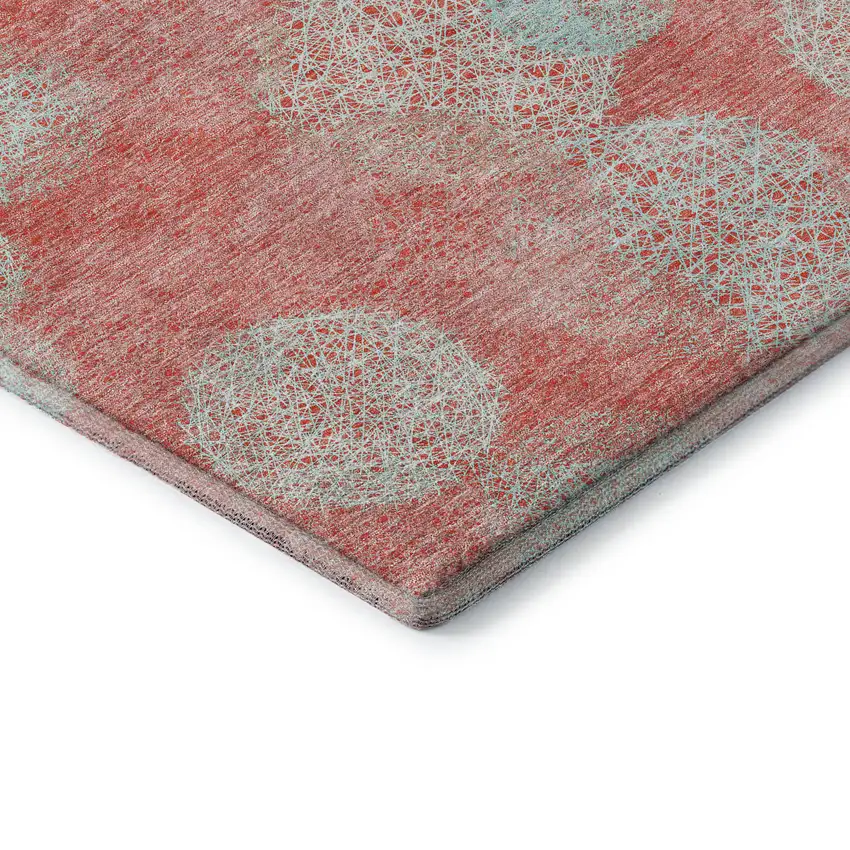Salmon And Ivory Abstract Washable Area Rug With UV Protection Photo 5