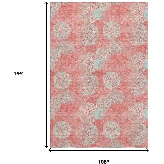 Salmon And Ivory Abstract Washable Area Rug With UV Protection Photo 8