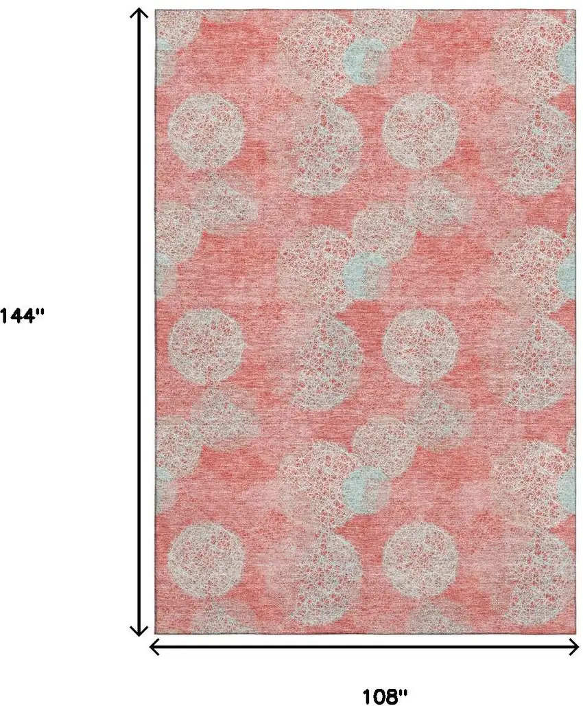 Salmon And Ivory Abstract Washable Area Rug With UV Protection Photo 8