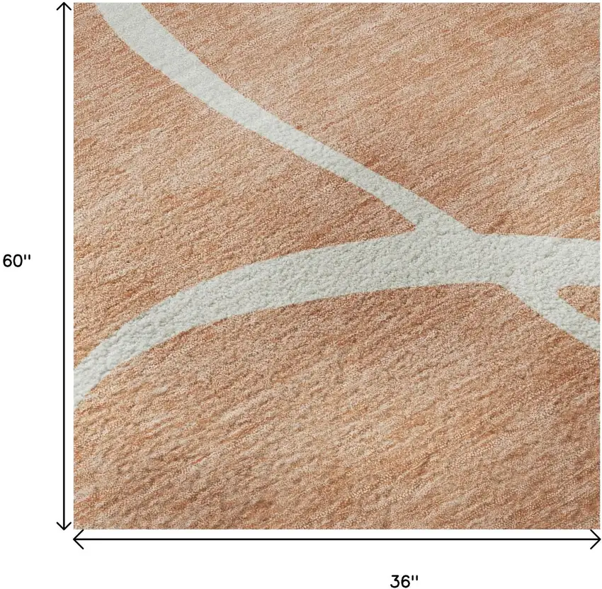 Salmon And Ivory Abstract Washable Area Rug With UV Protection Photo 9