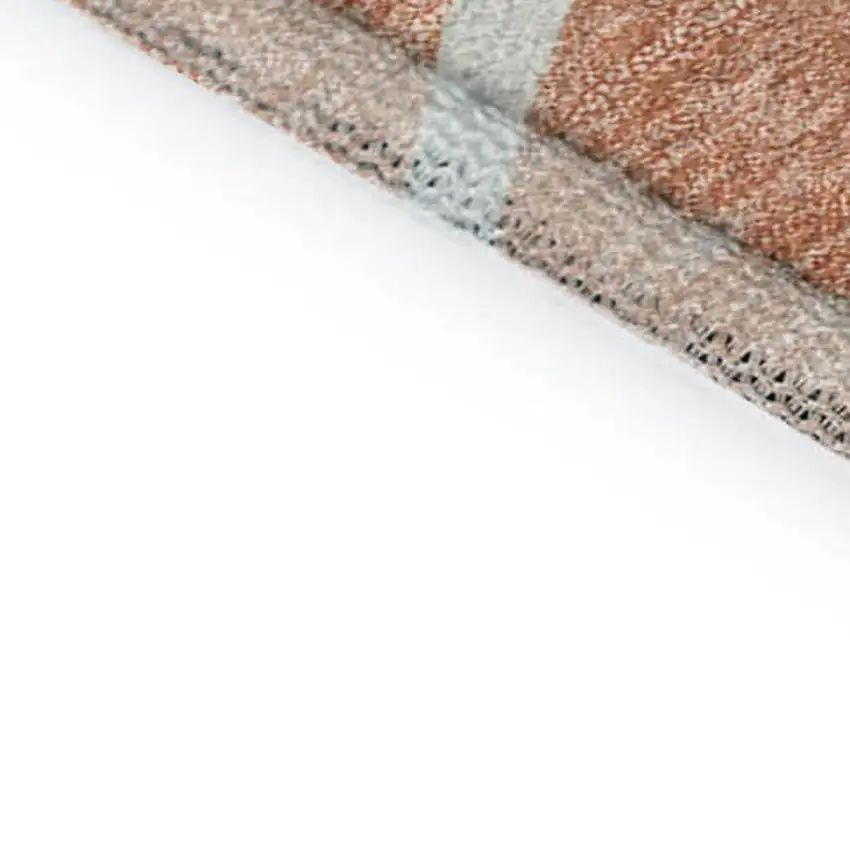 Salmon And Ivory Abstract Washable Area Rug With UV Protection Photo 7