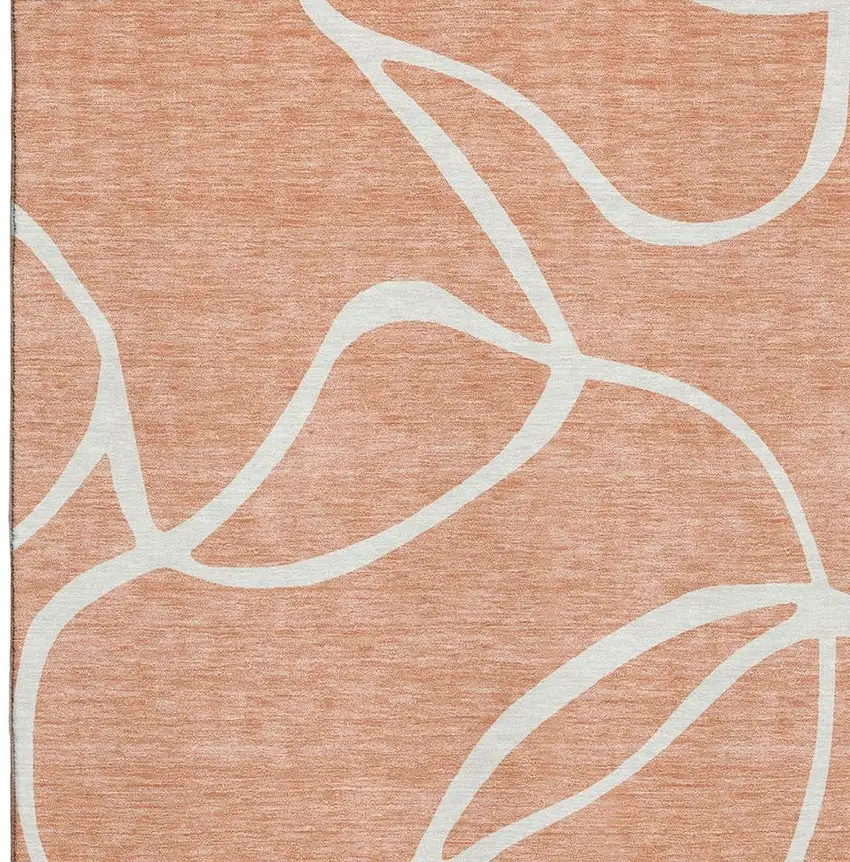 Salmon And Ivory Abstract Washable Area Rug With UV Protection Photo 3