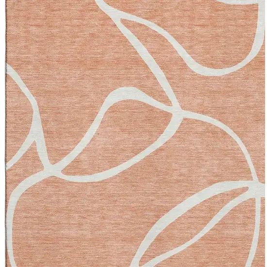 Salmon And Ivory Abstract Washable Area Rug With UV Protection Photo 3