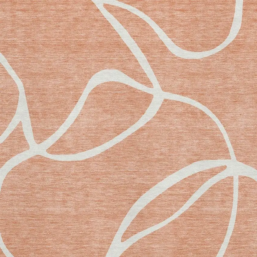 Salmon And Ivory Abstract Washable Area Rug With UV Protection Photo 3