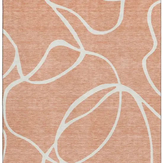 Salmon And Ivory Abstract Washable Area Rug With UV Protection Photo 3