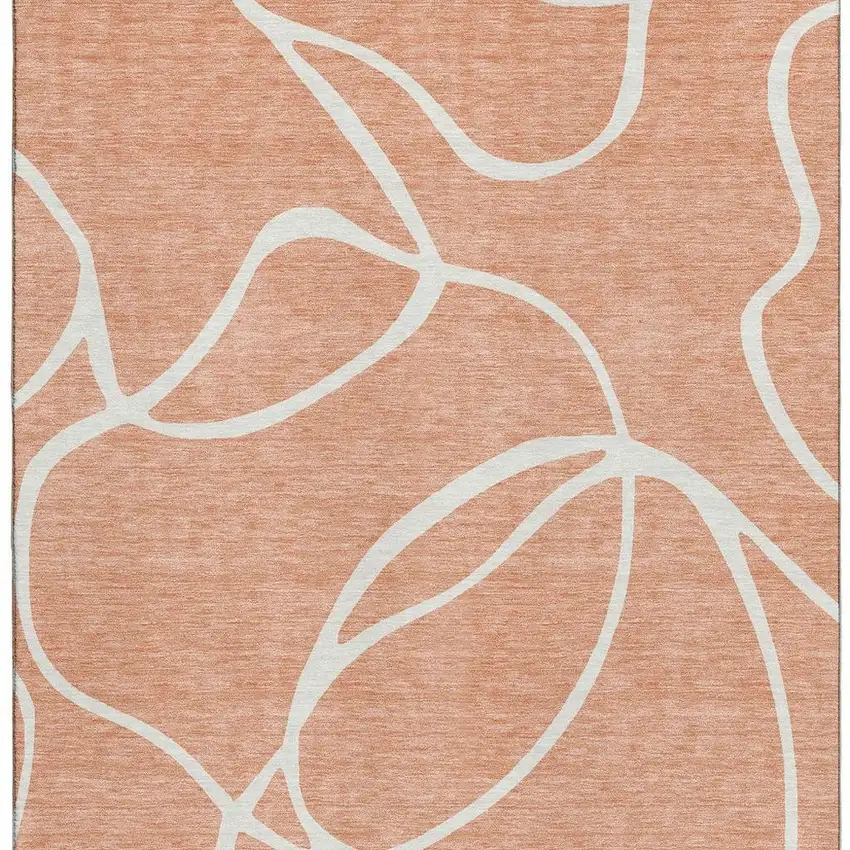 Salmon And Ivory Abstract Washable Area Rug With UV Protection Photo 3