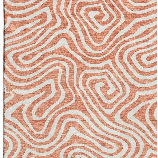 Salmon And Ivory Abstract Washable Area Rug With UV Protection Photo 3