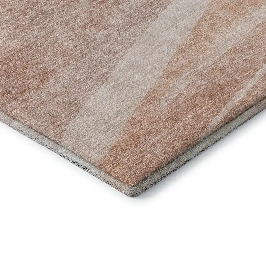 Salmon And Ivory Abstract Washable Area Rug With UV Protection Photo 7