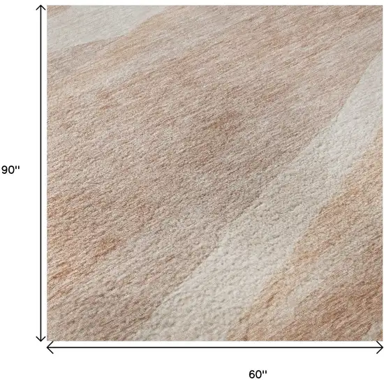 Salmon And Ivory Abstract Washable Area Rug With UV Protection Photo 9