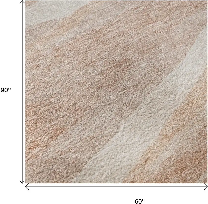 Salmon And Ivory Abstract Washable Area Rug With UV Protection Photo 9