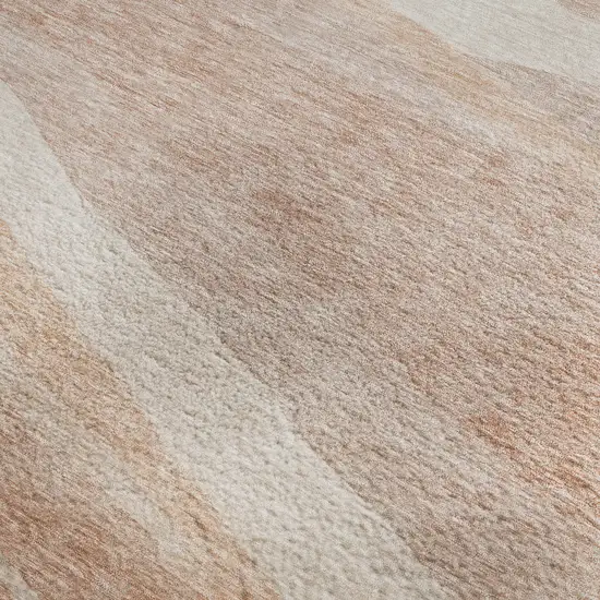 Salmon And Ivory Abstract Washable Area Rug With UV Protection Photo 2