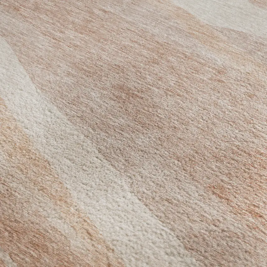 Salmon And Ivory Abstract Washable Area Rug With UV Protection Photo 2