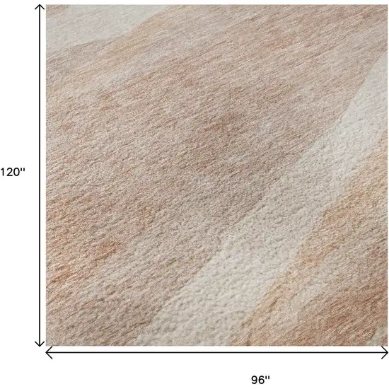 Salmon And Ivory Abstract Washable Area Rug With UV Protection Photo 9