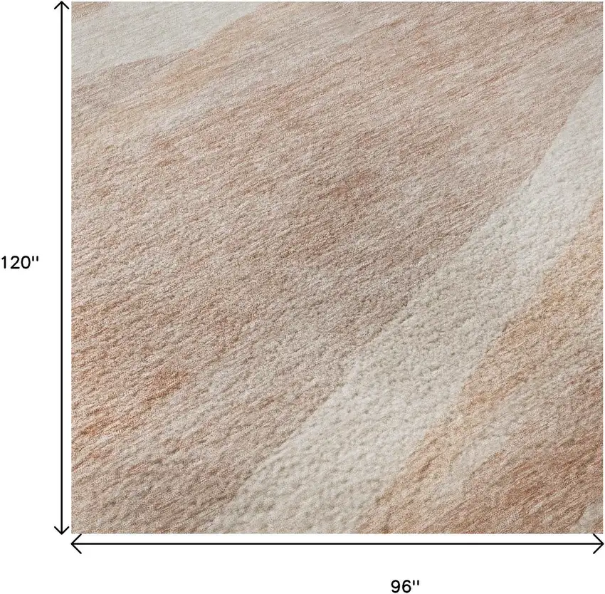 Salmon And Ivory Abstract Washable Area Rug With UV Protection Photo 9