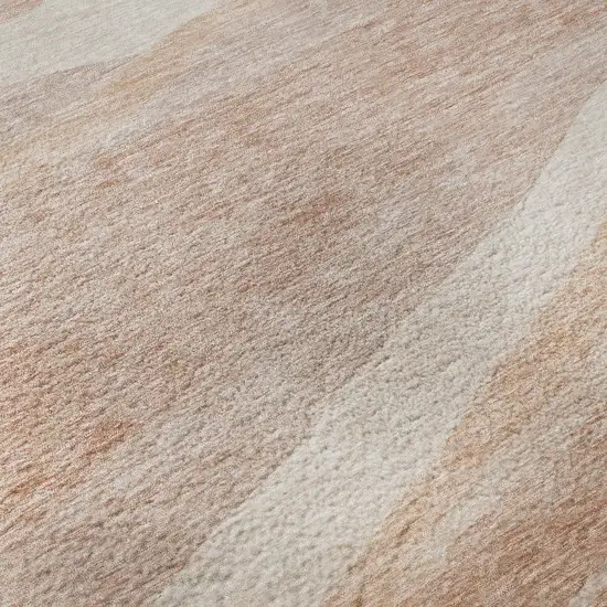 Salmon And Ivory Abstract Washable Area Rug With UV Protection Photo 1